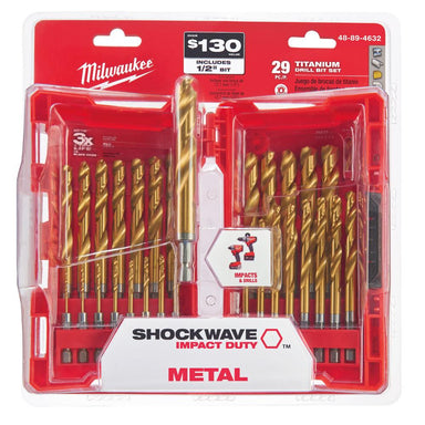 Milwaukee 48-89-4632 29 Piece Shockwave Impact Duty Titanium Drill Bits with Red Helix